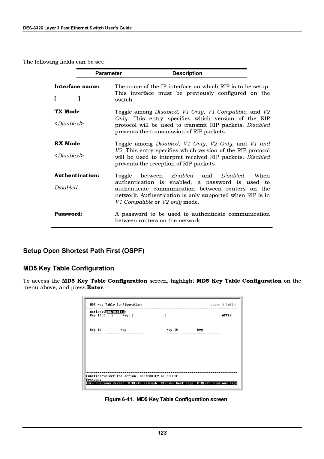 D-Link DES-3326 manual Password, 123 