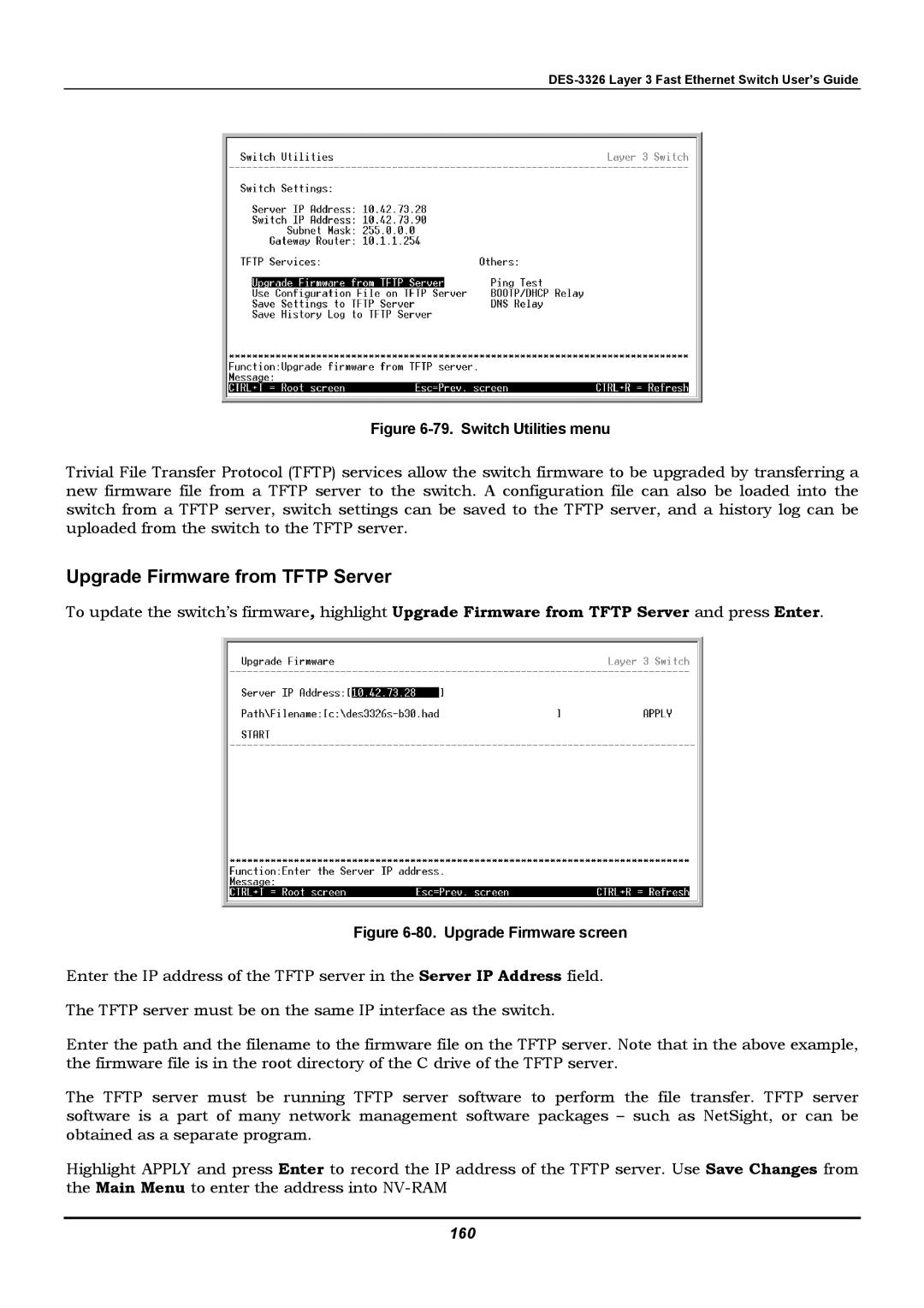 D-Link DES-3326 manual Upgrade Firmware from Tftp Server, 160 