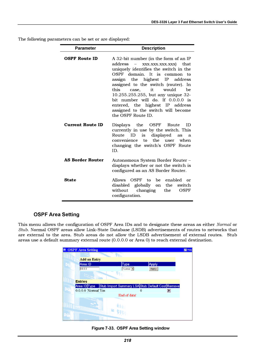 D-Link DES-3326 manual AS Border Router State, 218 