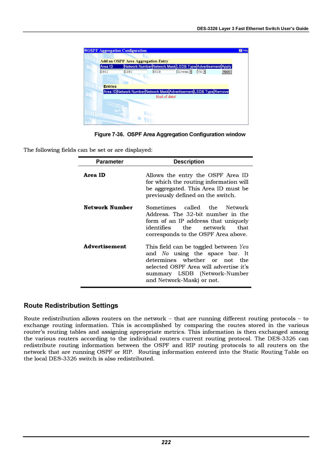 D-Link DES-3326 manual Network Number, 222 