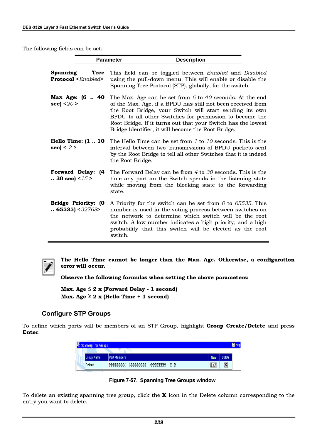 D-Link DES-3326 manual Configure STP Groups 