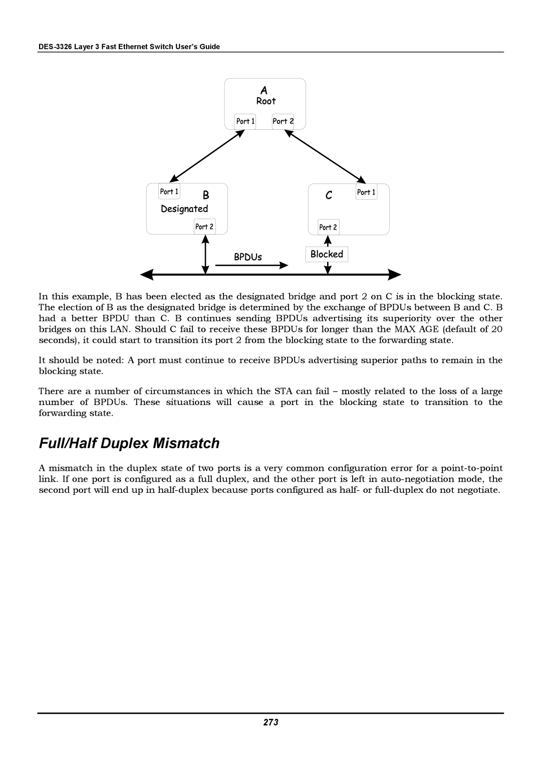 D-Link DES-3326 manual Full/Half Duplex Mismatch, 273 