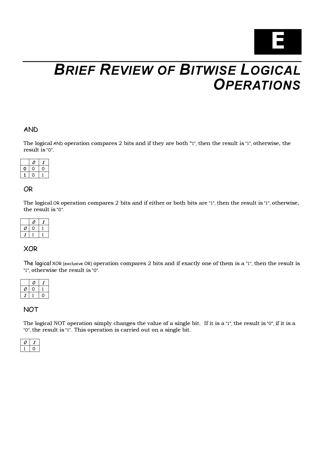 D-Link DES-3326 manual Brief Review of Bitwise Logical Operations 