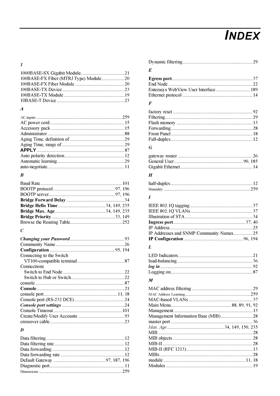 D-Link DES-3326 manual Index 