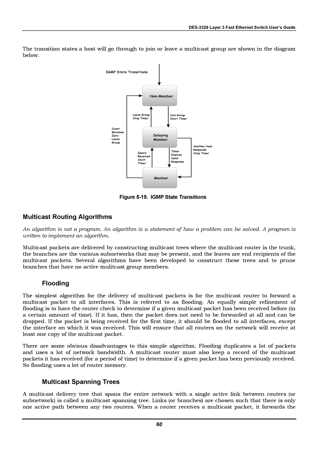 D-Link DES-3326 manual Multicast Routing Algorithms, Flooding, Multicast Spanning Trees 