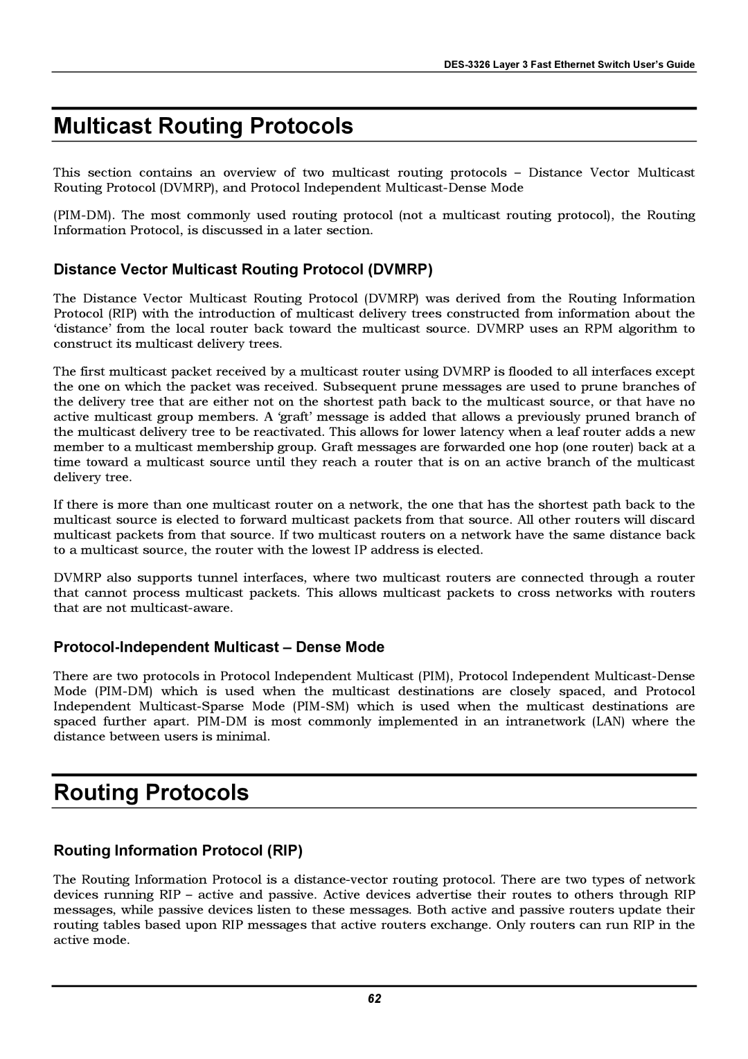 D-Link DES-3326 manual Multicast Routing Protocols, Distance Vector Multicast Routing Protocol Dvmrp 