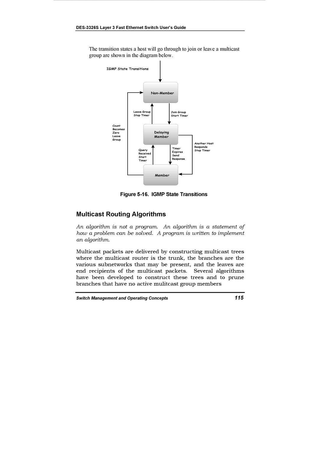 D-Link DES-3326S manual Multicast Routing Algorithms, 115 