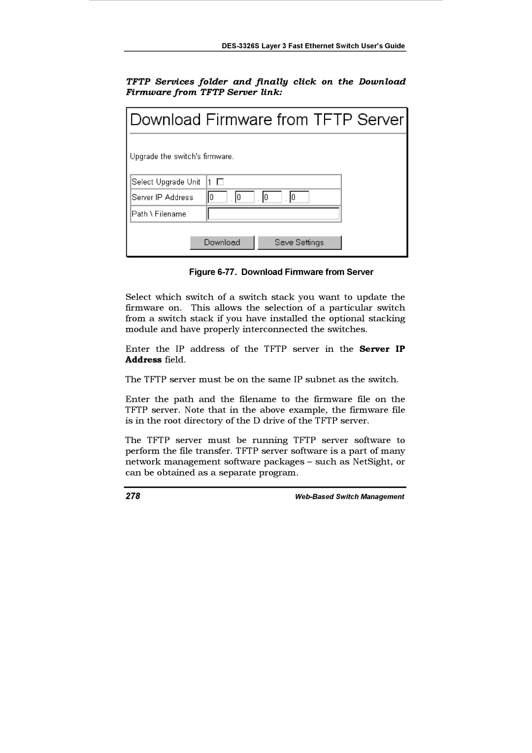 D-Link DES-3326S manual Download Firmware from Server, 278 