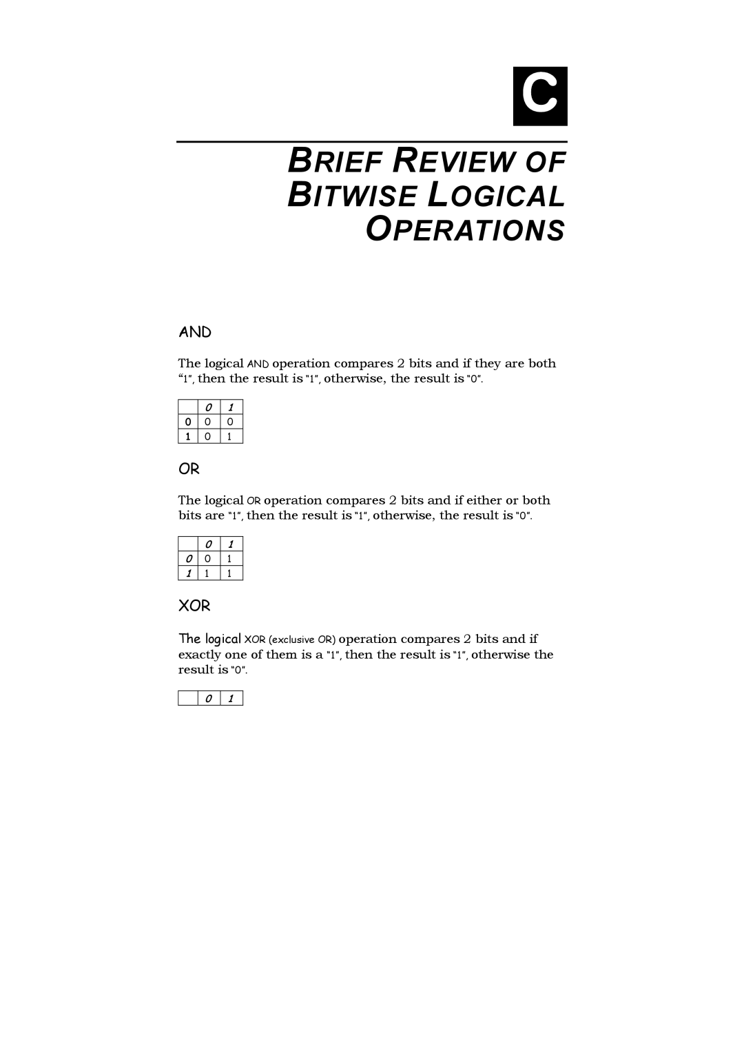 D-Link DES-3326S manual Brief Review Bitwise Logical Operations 