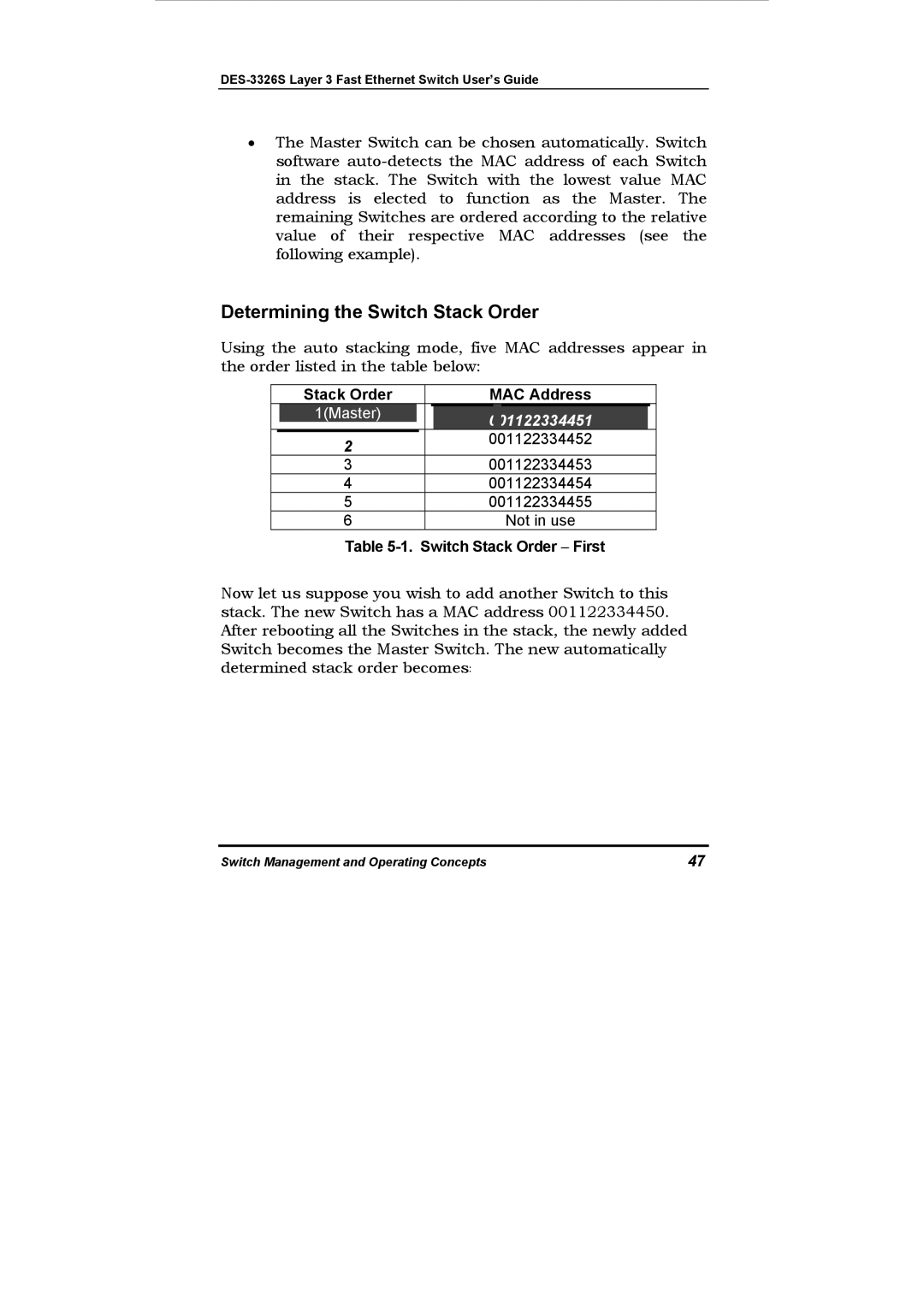 D-Link DES-3326S manual Determining the Switch Stack Order, Switch Stack Order − First 