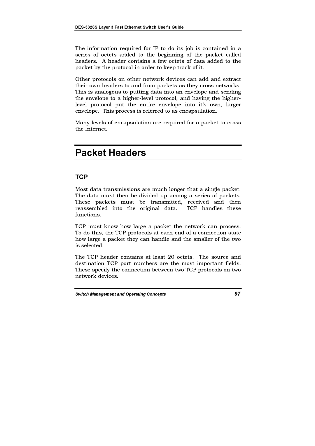 D-Link DES-3326S manual Packet Headers, Tcp 