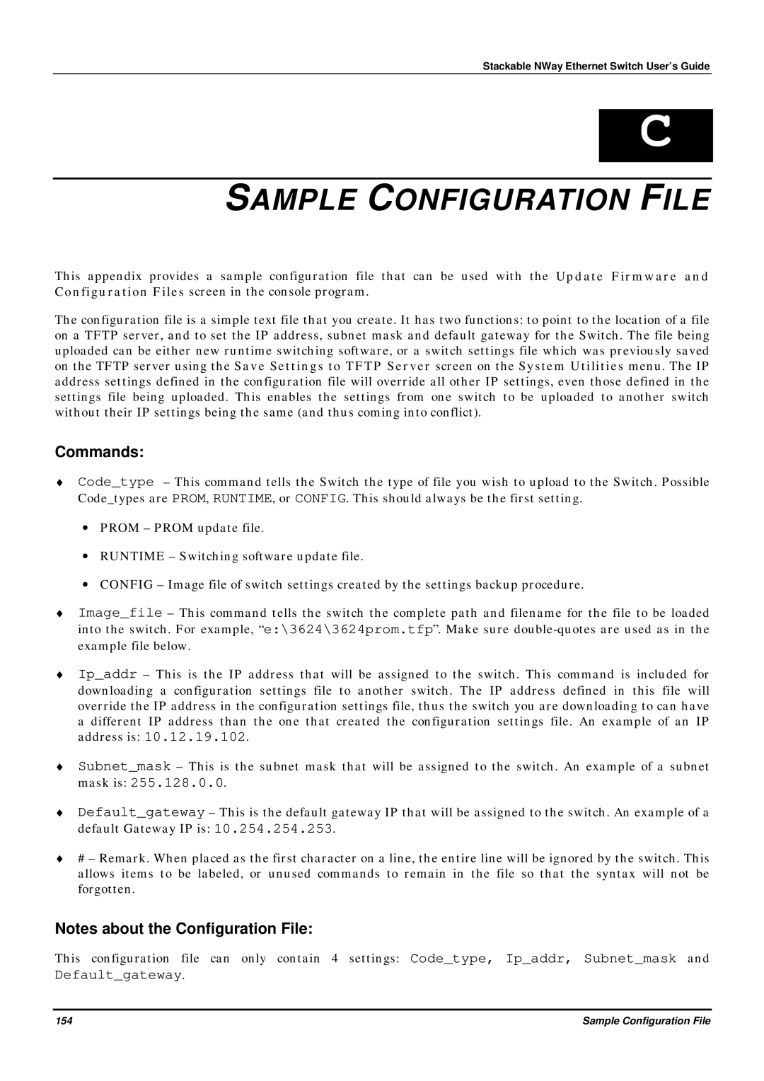 D-Link DES-3624 manual Sample Configuration File, Commands 