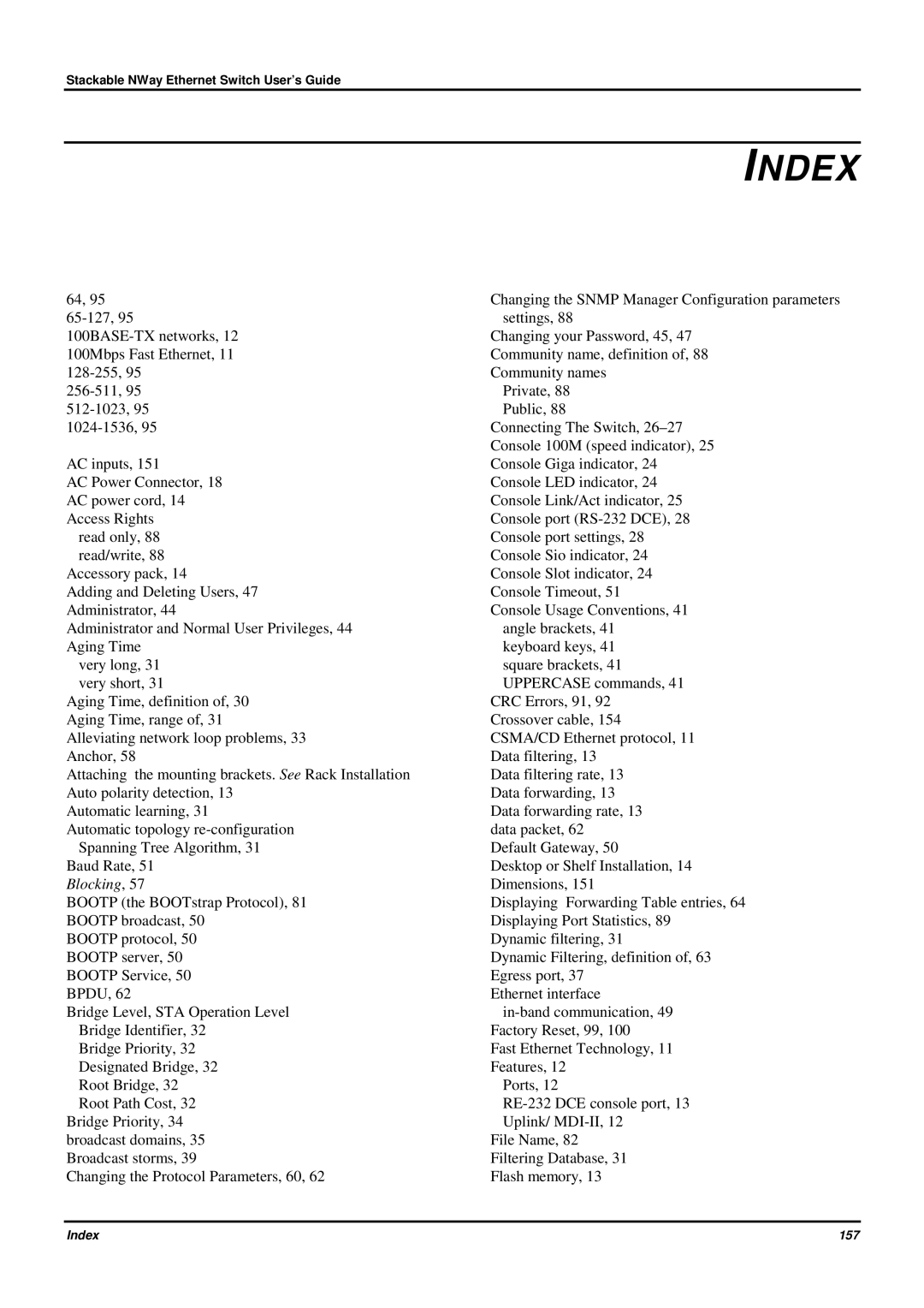 D-Link DES-3624 manual Index, Blocking 