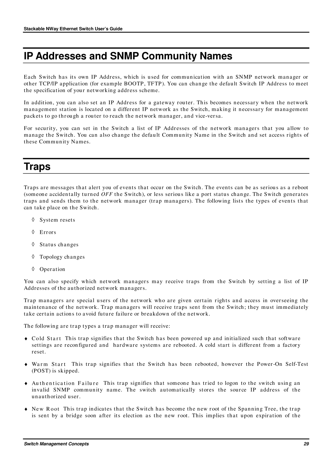 D-Link DES-3624 manual IP Addresses and Snmp Community Names, Traps 