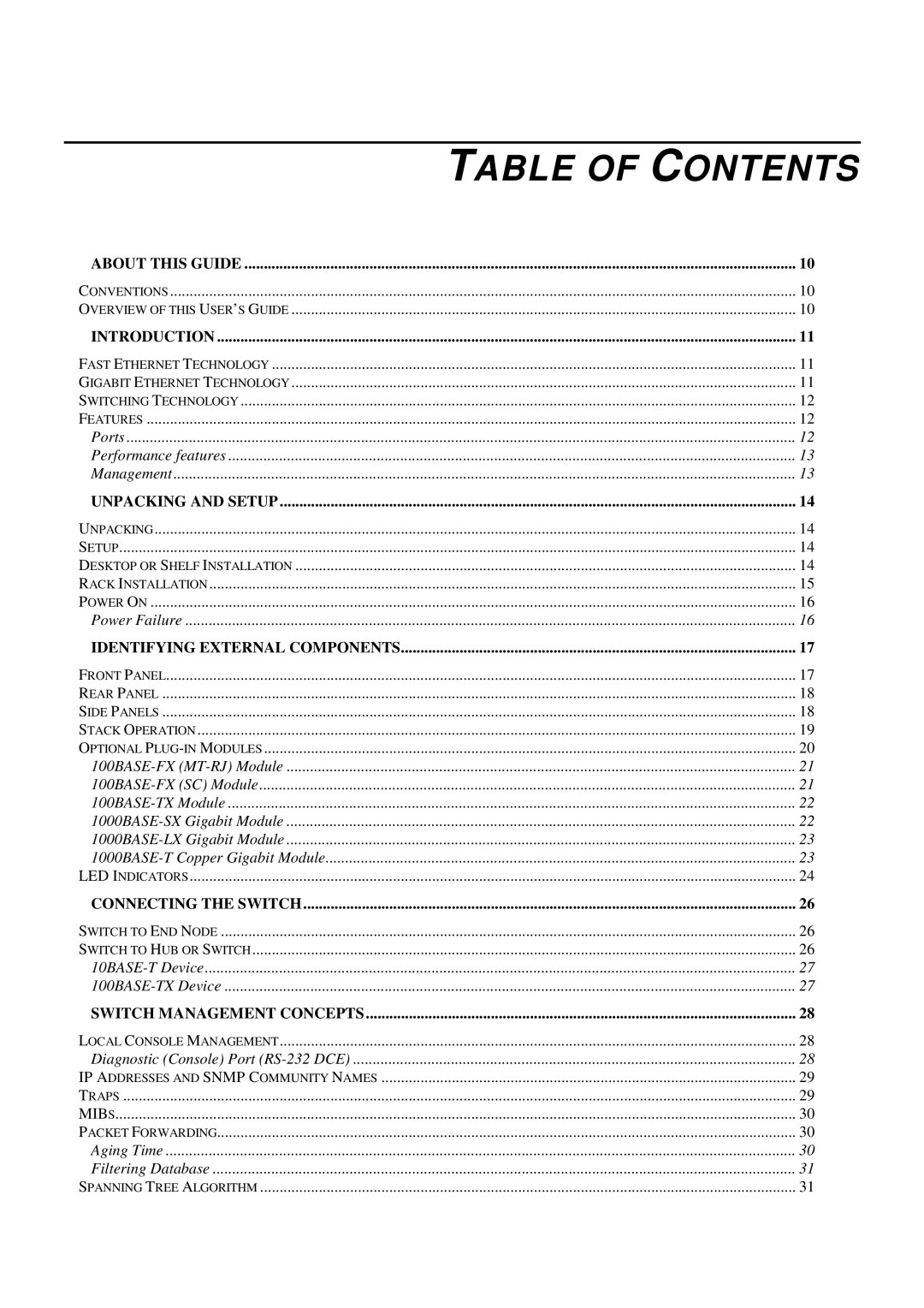 D-Link DES-3624 manual Table of Contents 