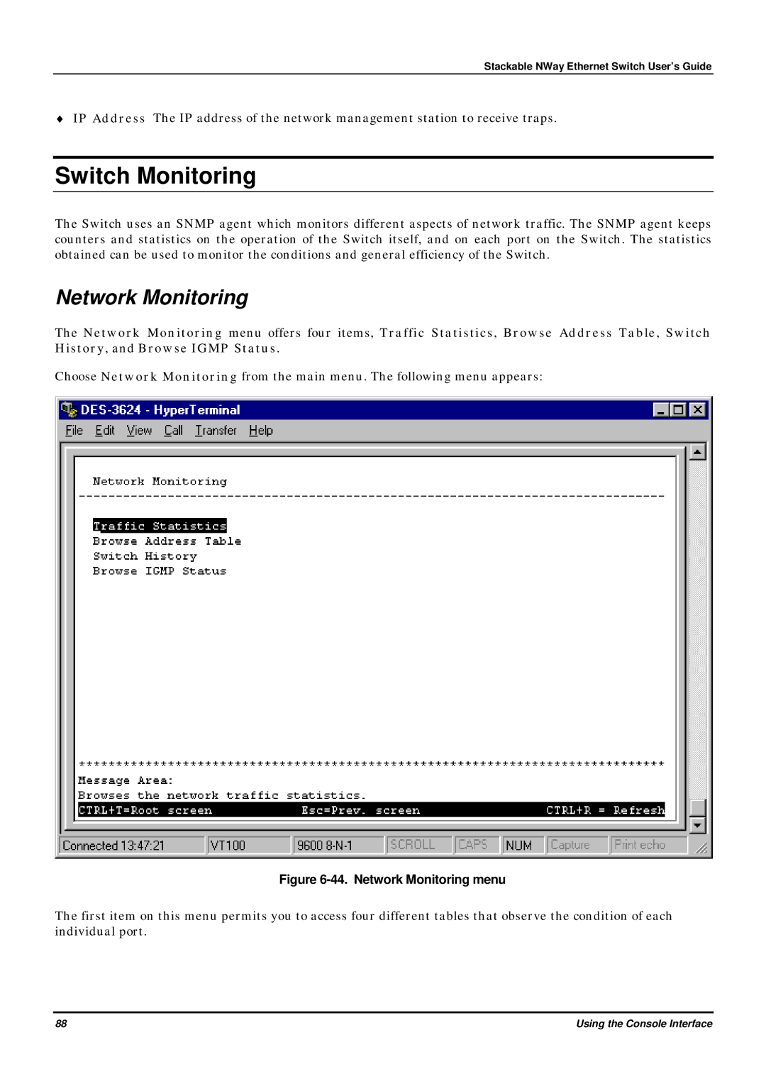 D-Link DES-3624 manual Switch Monitoring, Network Monitoring 