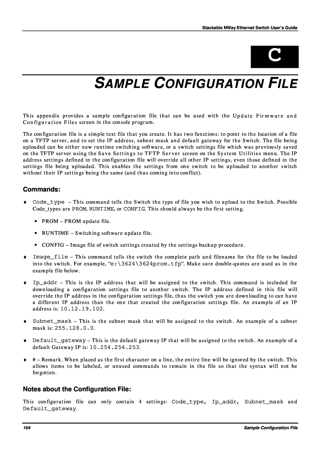 D-Link DES-3624 manual Sample Configuration File, Commands, Notes about the Configuration File, Defaultgateway 