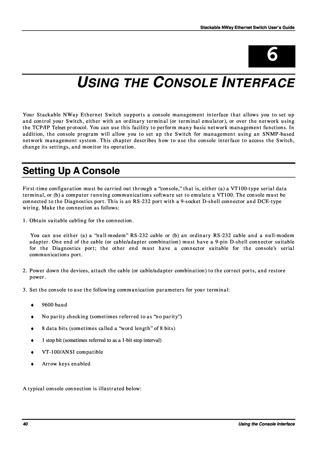 D-Link DES-3624 manual Using The Console Interface, Setting Up A Console 