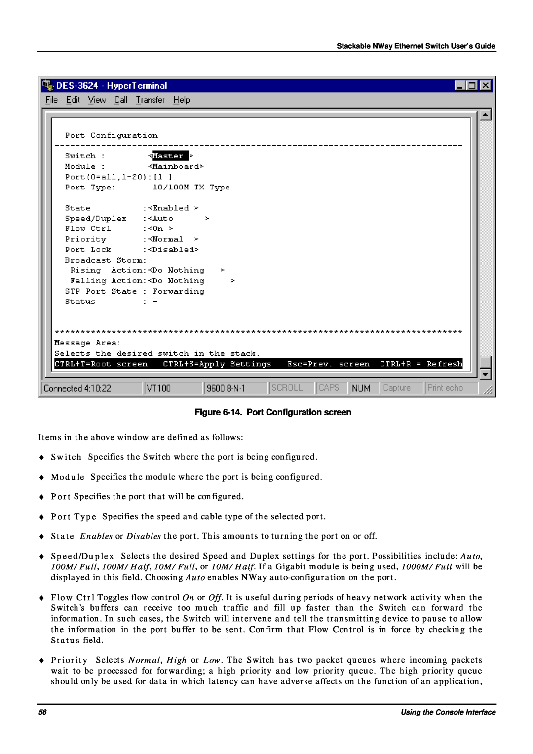 D-Link DES-3624 manual 14. Port Configuration screen 