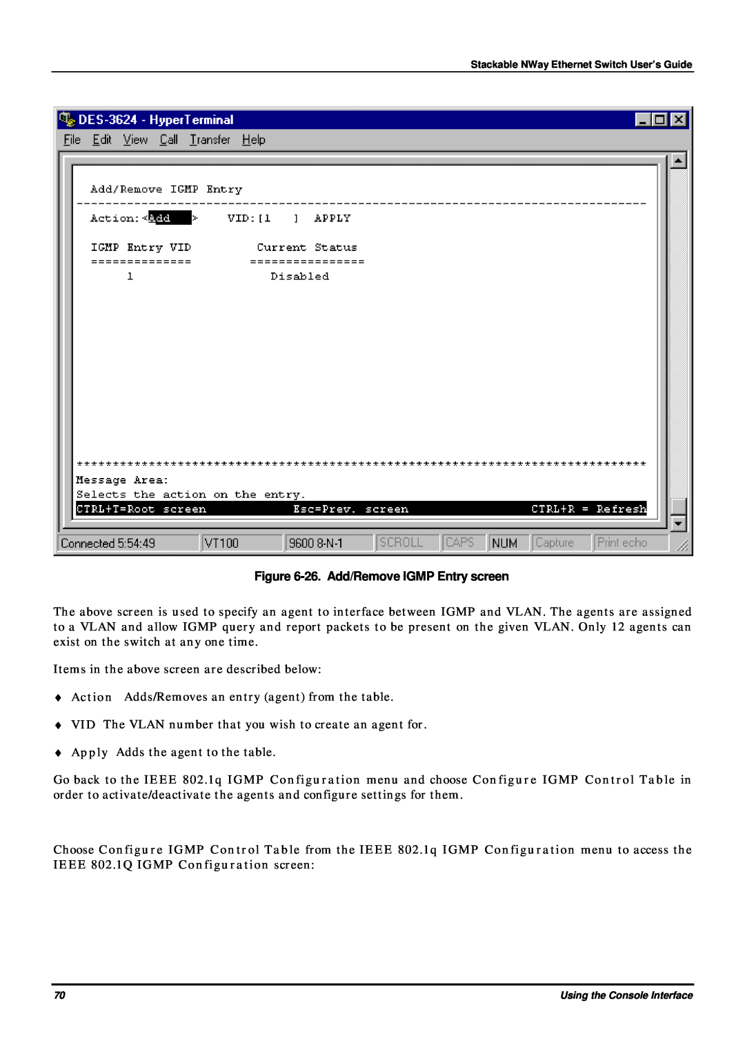 D-Link DES-3624 manual 26. Add/Remove IGMP Entry screen 