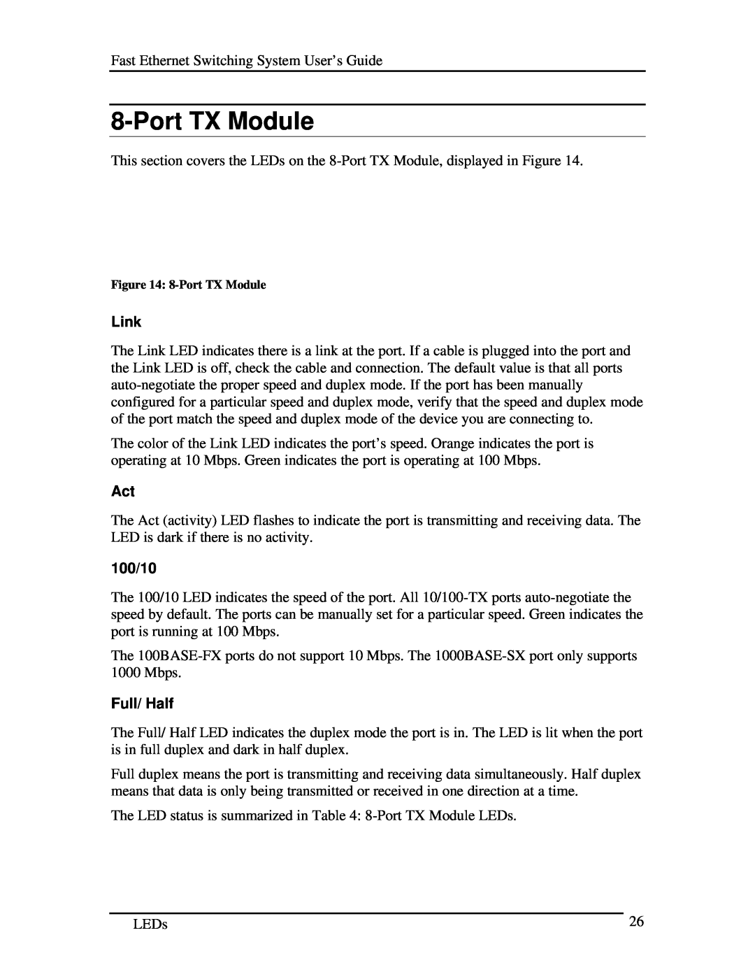 D-Link DES-5016 manual Port TX Module, Link, 100/10, Full/ Half 