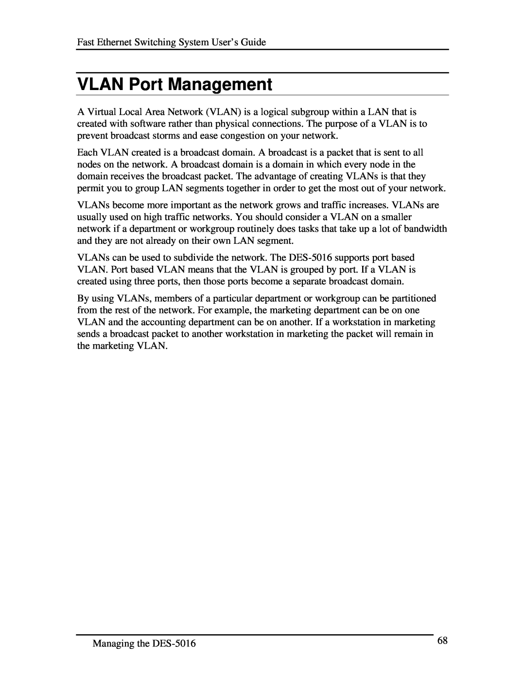 D-Link DES-5016 manual VLAN Port Management 