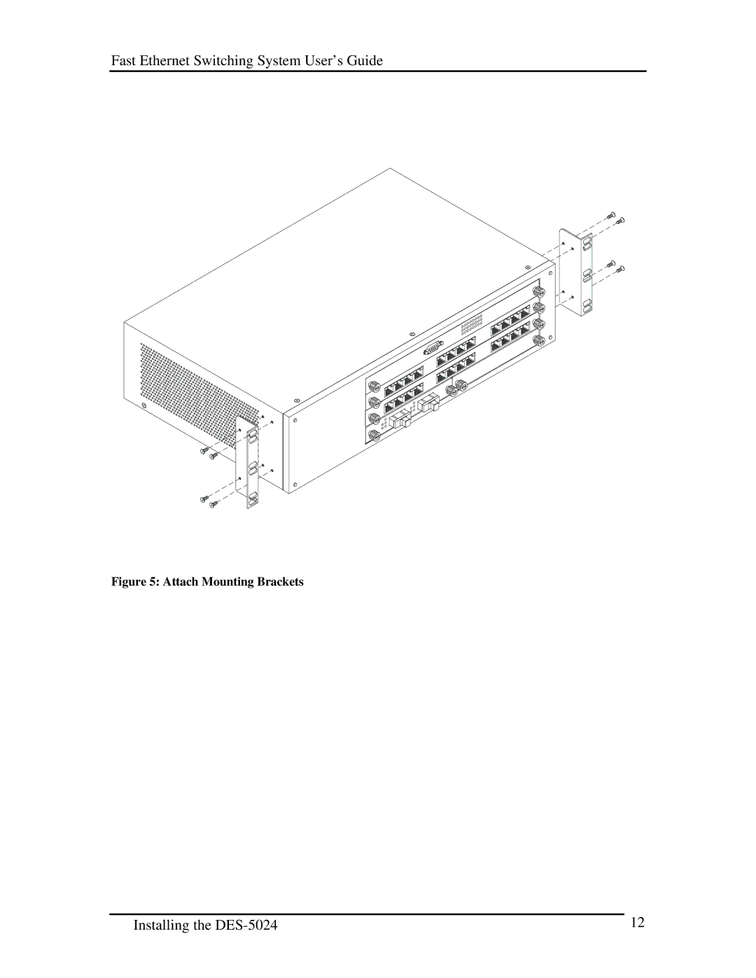 D-Link DES-5024 manual Attach Mounting Brackets 