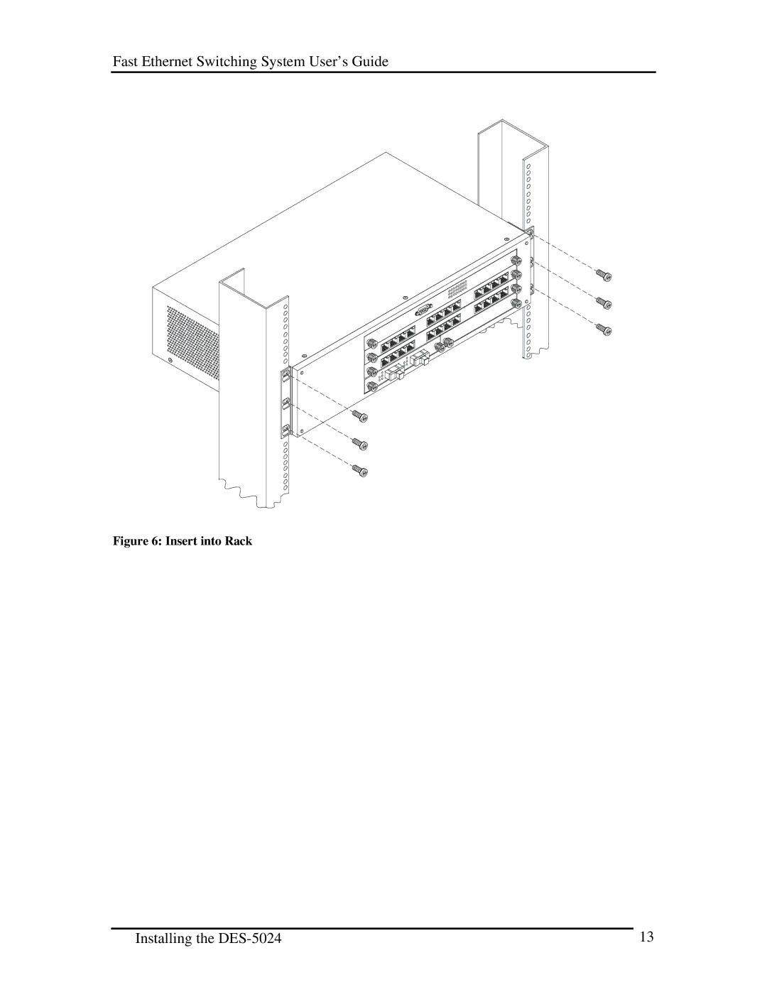 D-Link DES-5024 manual Insert into Rack 