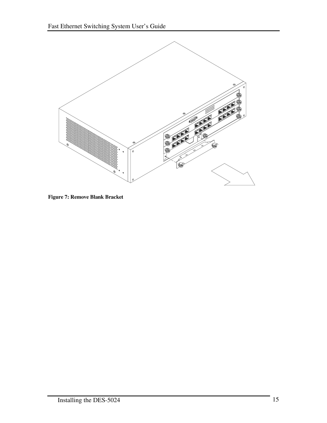 D-Link DES-5024 manual Remove Blank Bracket 