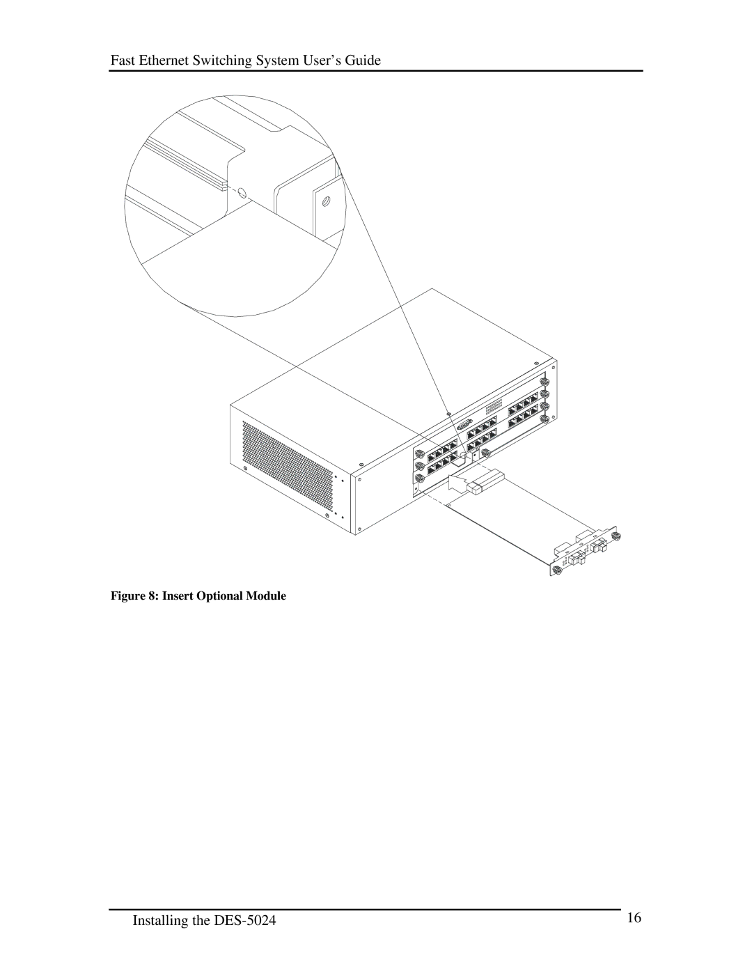 D-Link DES-5024 manual Insert Optional Module 