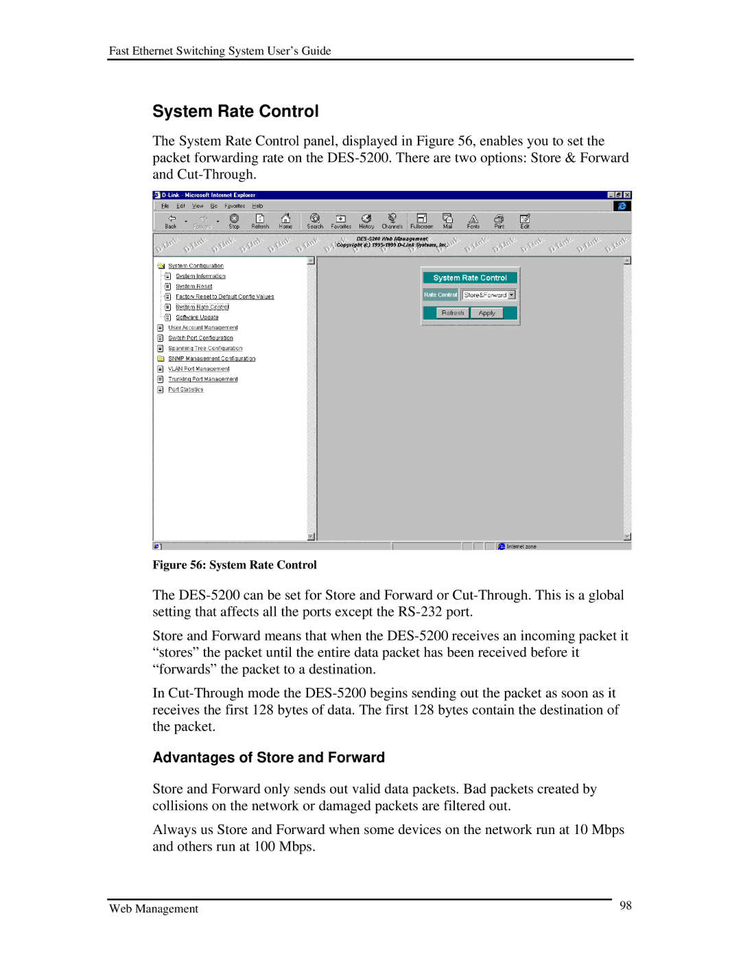 D-Link DES-5200 manual System Rate Control 