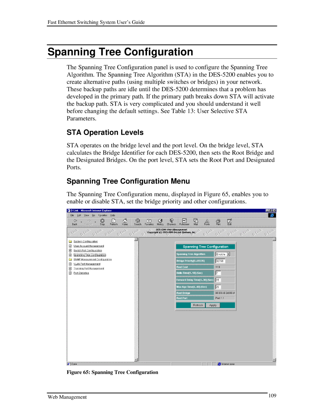 D-Link DES-5200 manual Spanning Tree Configuration 