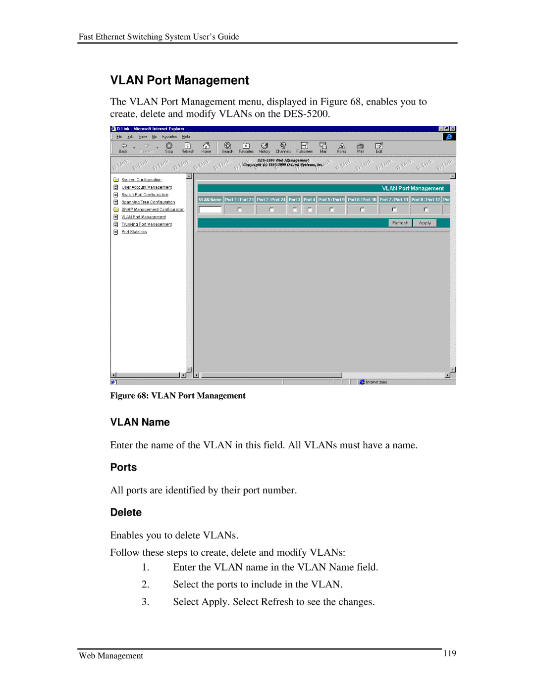 D-Link DES-5200 manual Ports, Vlan Port Management 