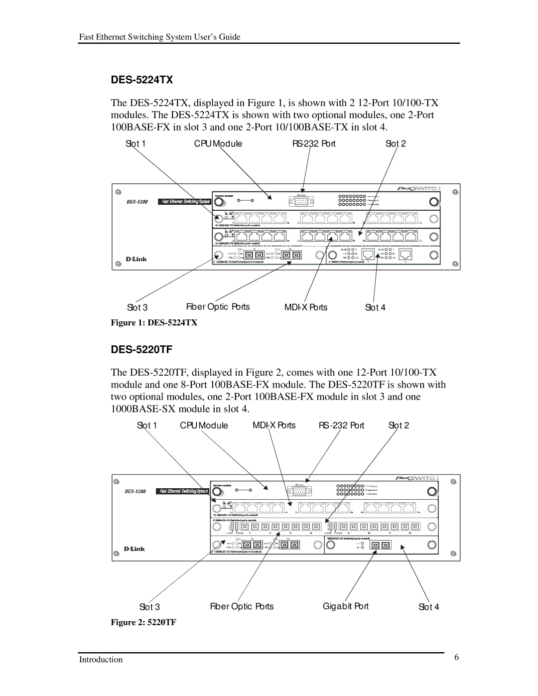 D-Link DES-5200 manual DES-5224TX, DES-5220TF 