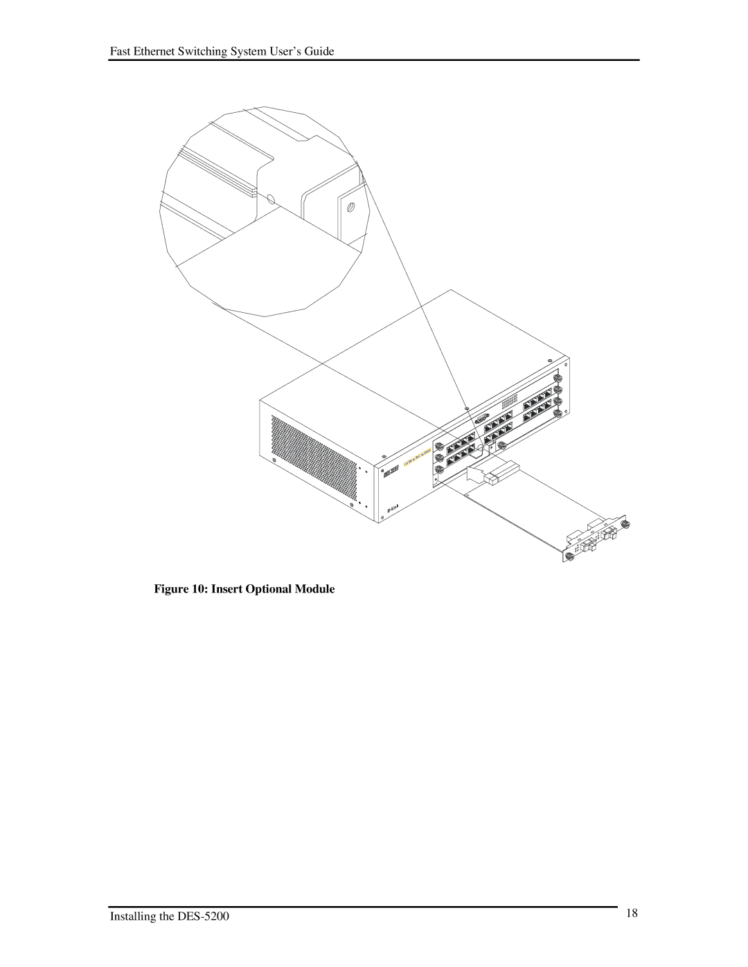 D-Link DES-5200 manual Insert Optional Module 