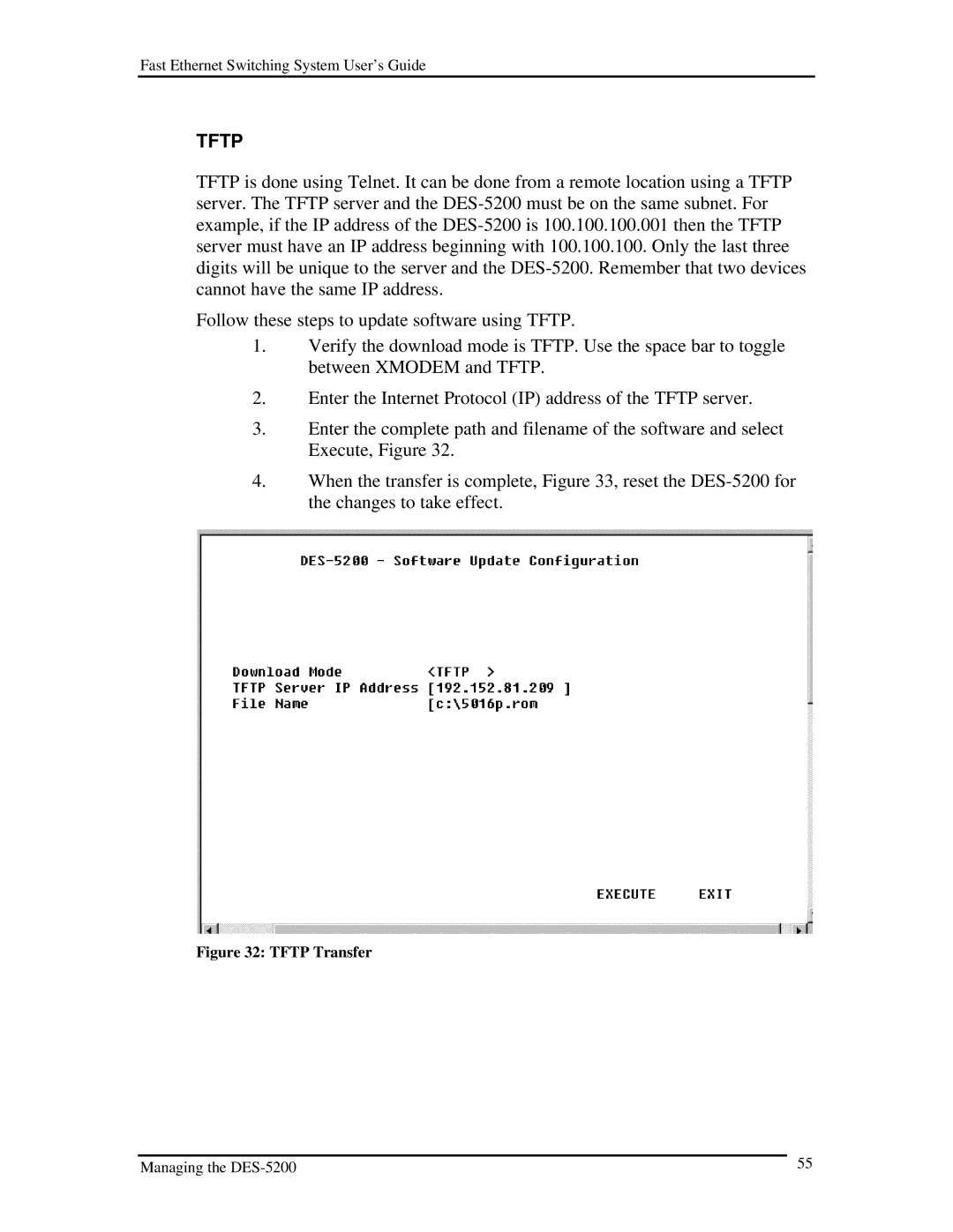 D-Link DES-5200 manual Tftp 