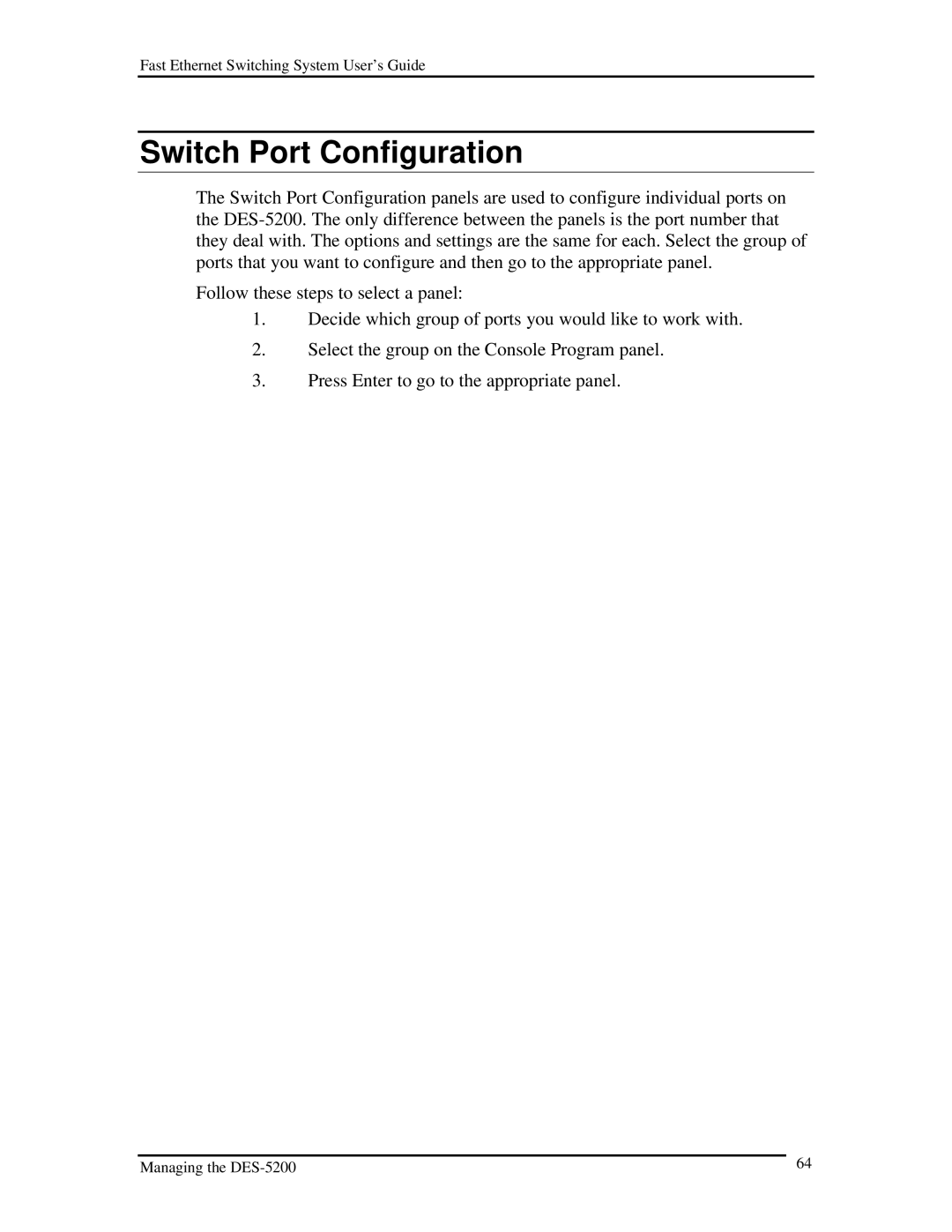 D-Link DES-5200 manual Switch Port Configuration 