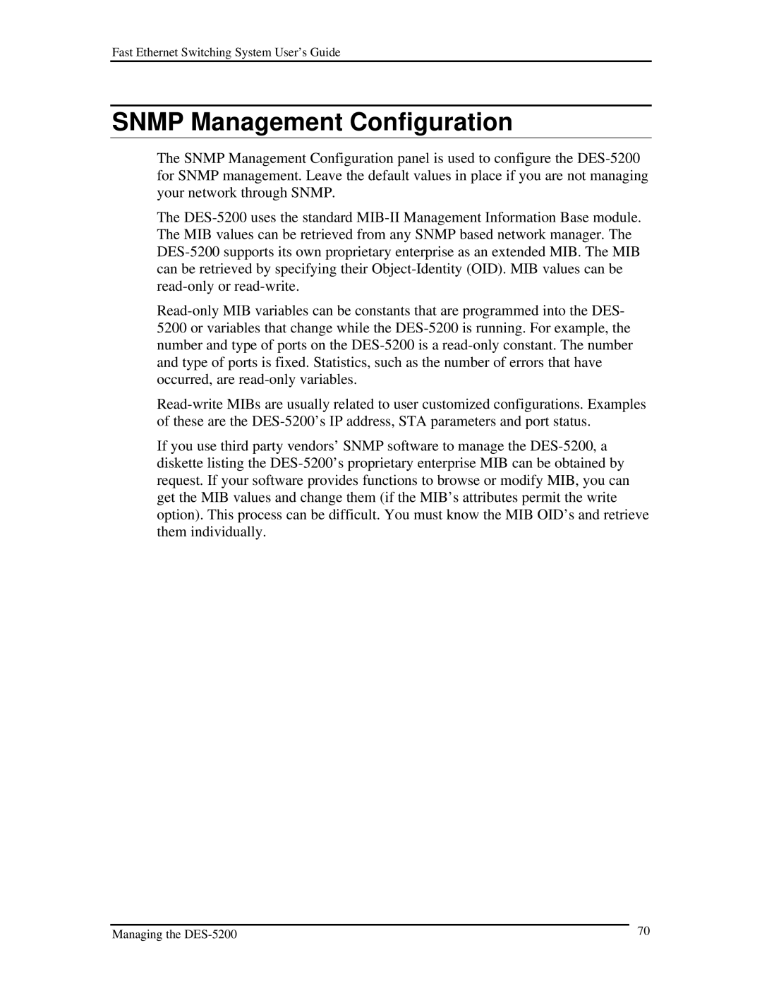 D-Link DES-5200 manual Snmp Management Configuration 