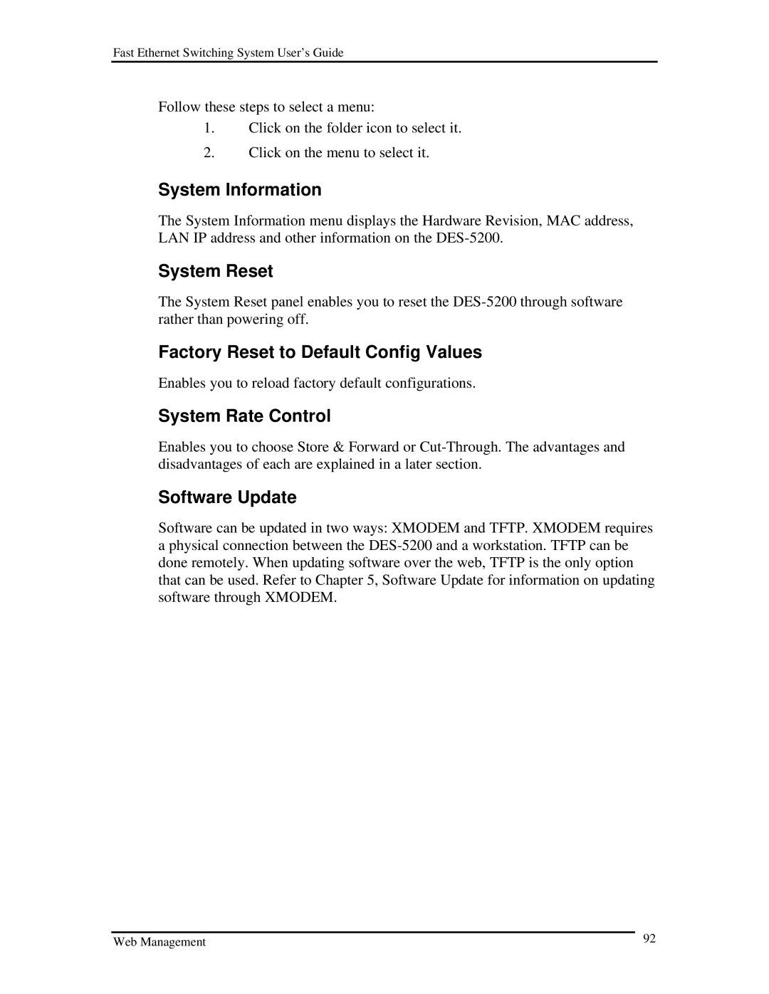 D-Link DES-5200 manual System Information 