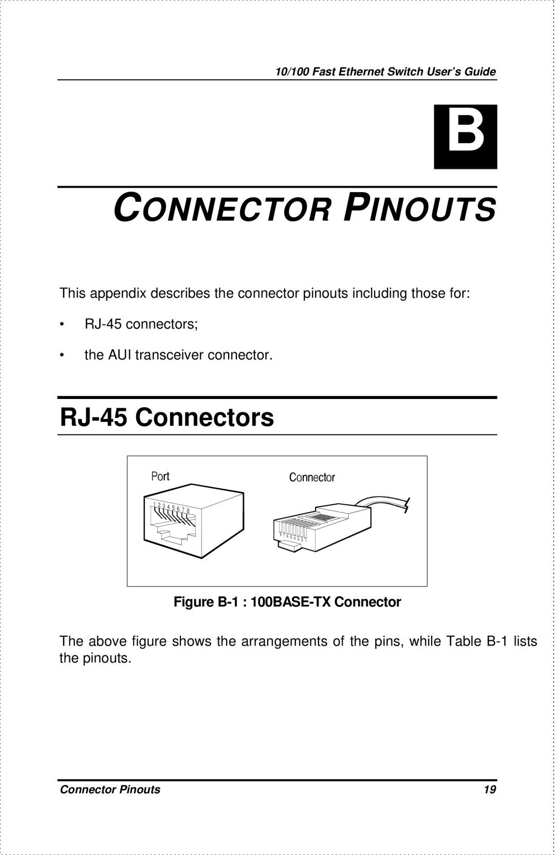 D-Link DES-802 manual Connector Pinouts, RJ-45 Connectors 