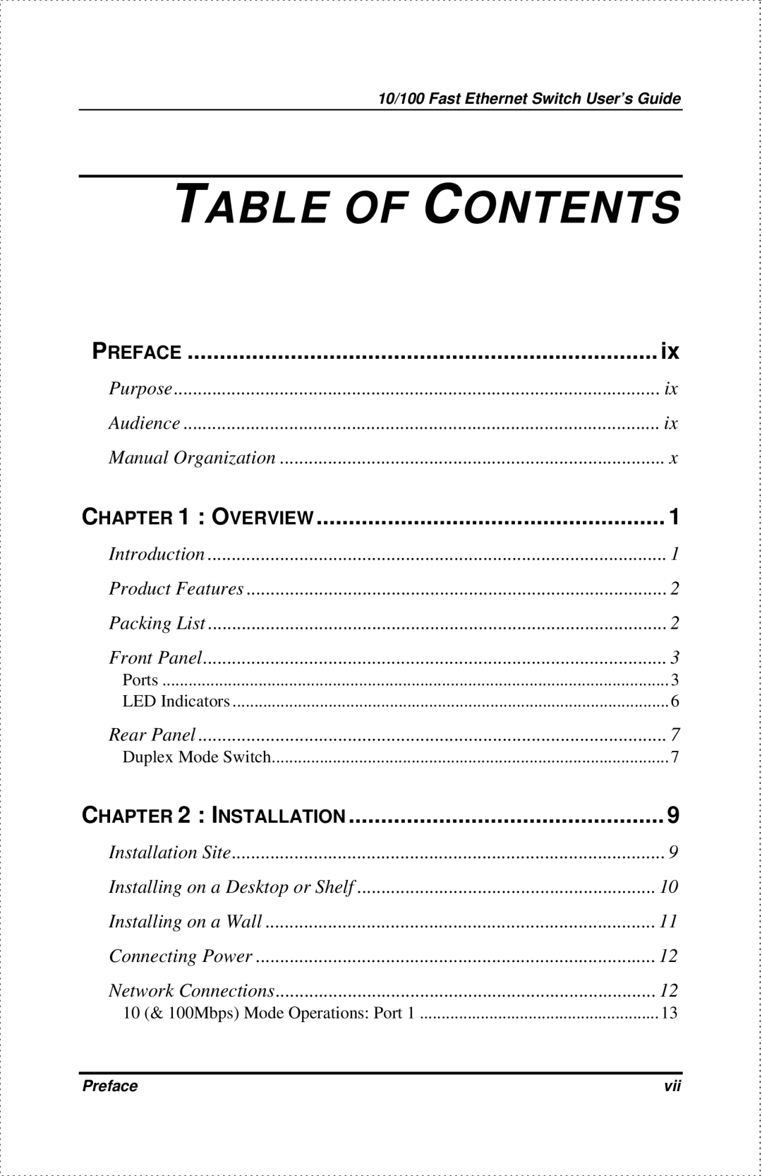 D-Link DES-802 manual Table of Contents 