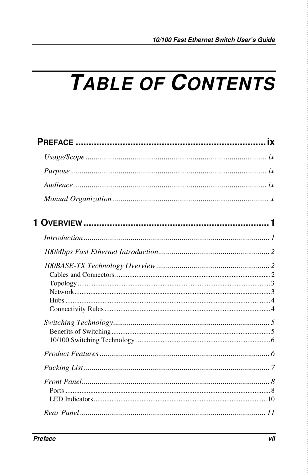 D-Link DES-818, DES-810 manual Table of Contents 