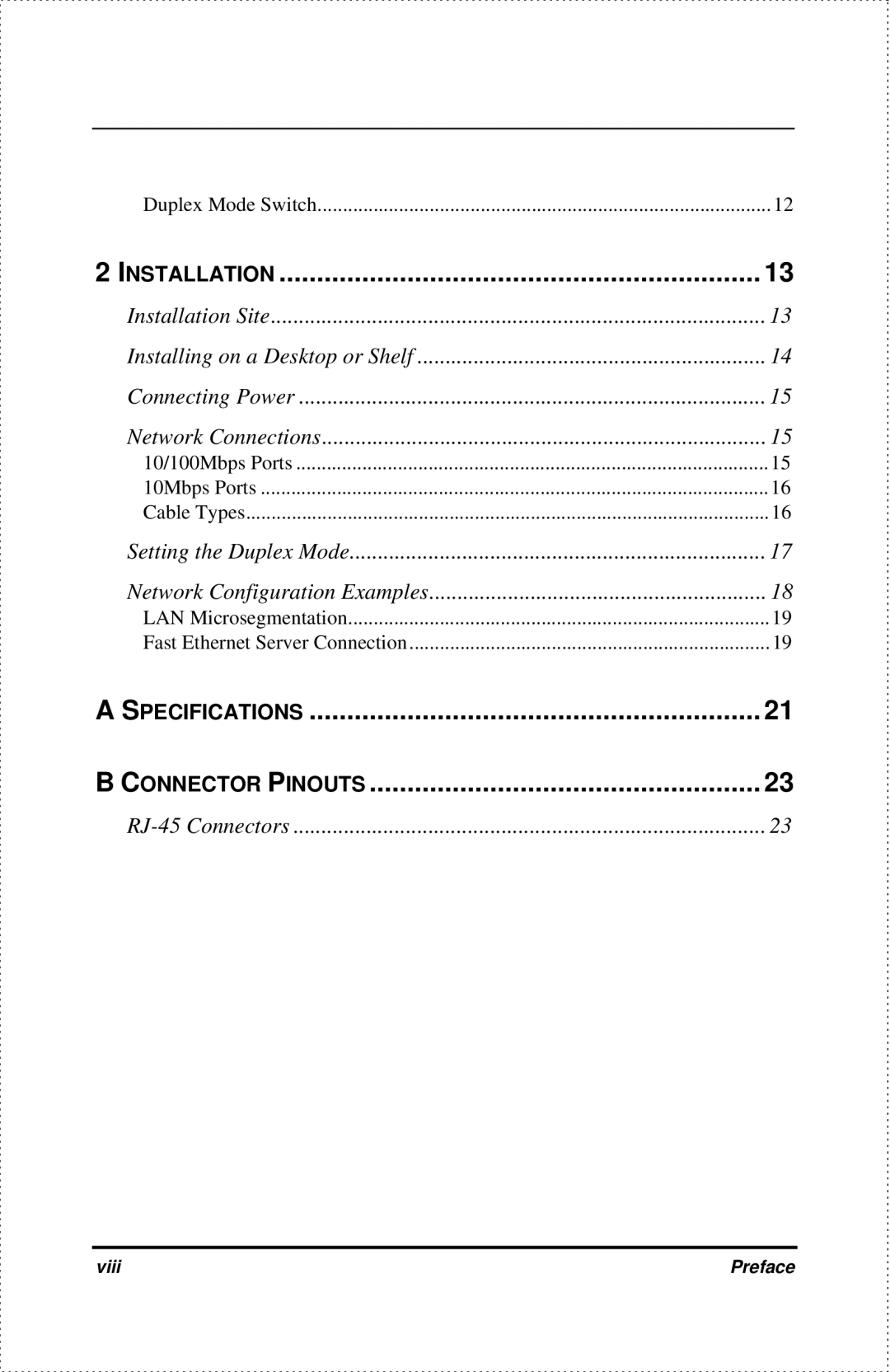 D-Link DES-810, DES-818 manual Specifications Connector Pinouts 