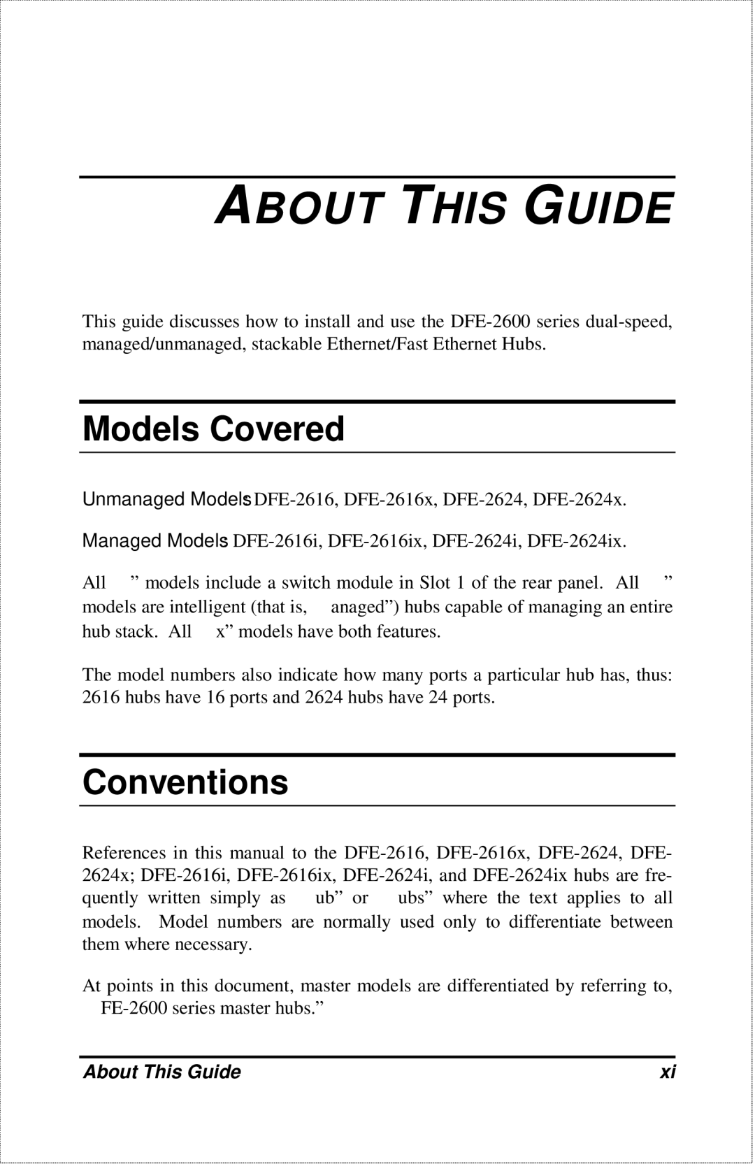 D-Link DFE-2600 manual About this Guide, Models Covered, Conventions, About This Guide 