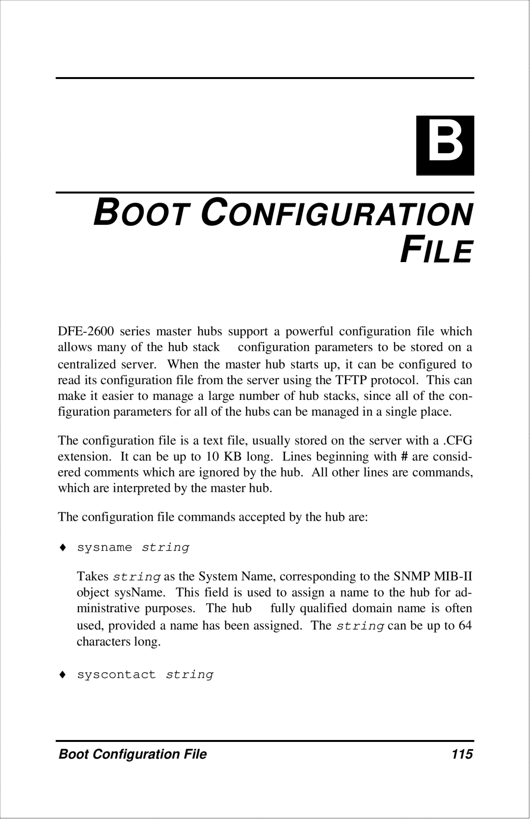 D-Link DFE-2600 manual Boot Configuration File 115 