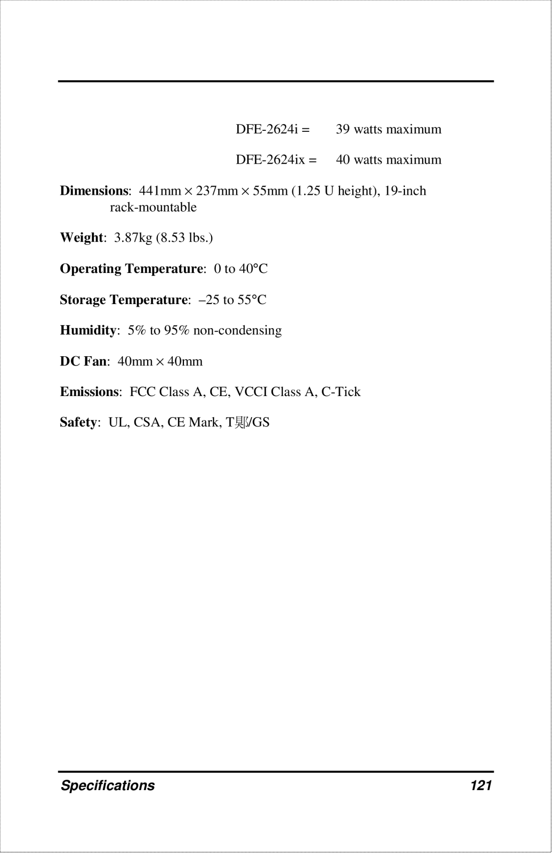 D-Link DFE-2600 manual Specifications 121 