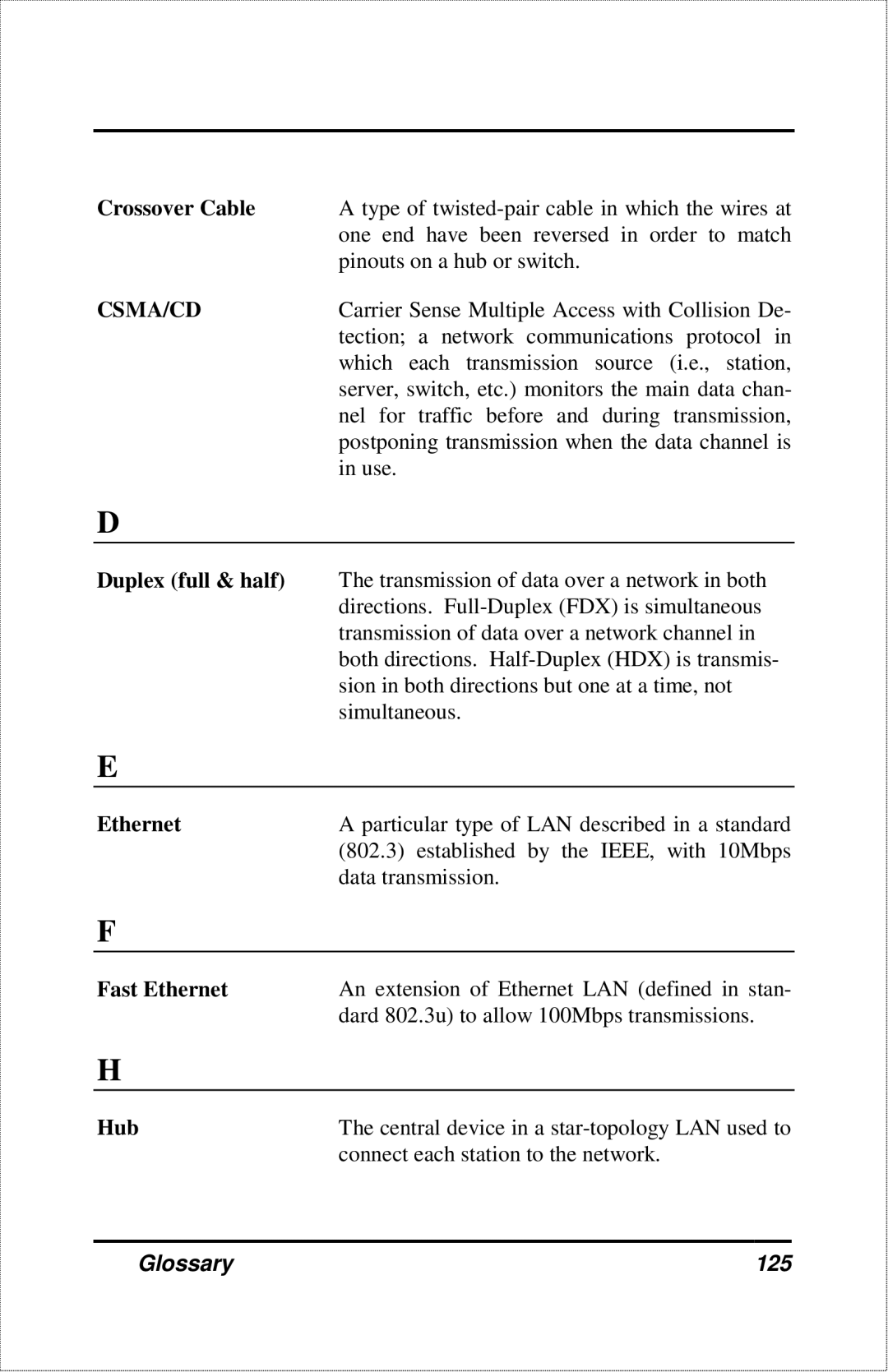 D-Link DFE-2600 manual Glossary 125 