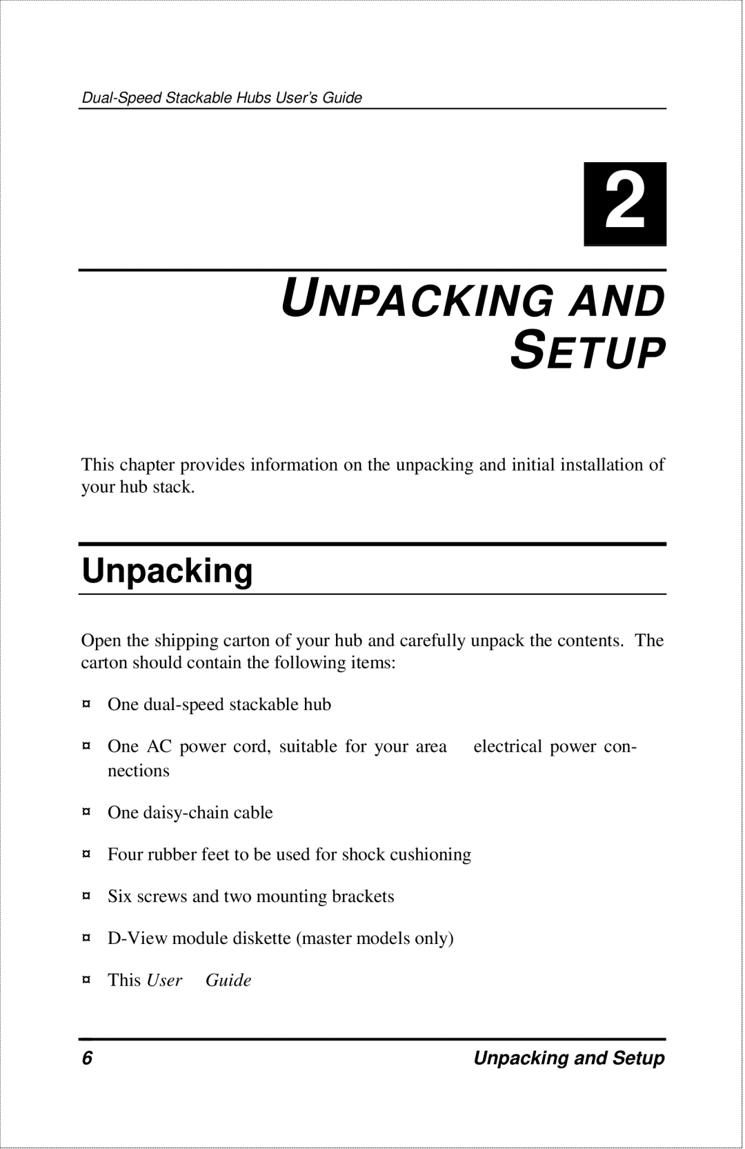 D-Link DFE-2600 manual Unpacking Setup, Unpacking and Setup 