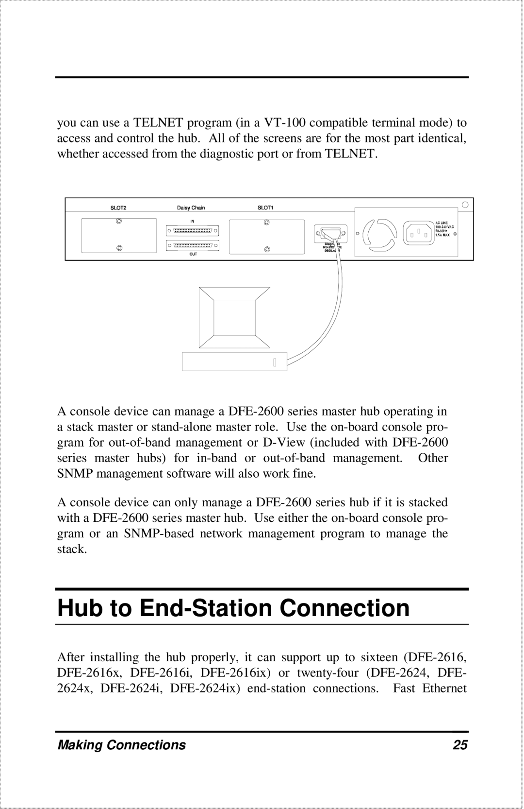 D-Link DFE-2600 manual Hub to End-Station Connection 