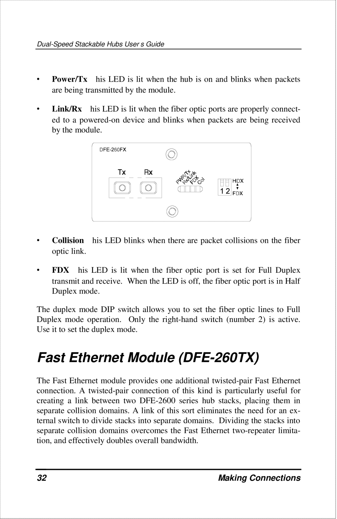 D-Link DFE-2600 manual Fast Ethernet Module DFE-260TX 